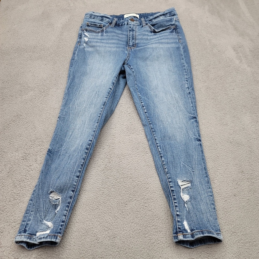 BKE Parker Jeans Womens 29 Blue Universal Fit High Rise Ankle Skinny Distressed